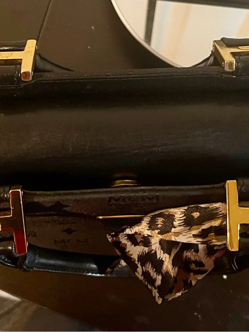 EUC MCM Black Logo Satchel